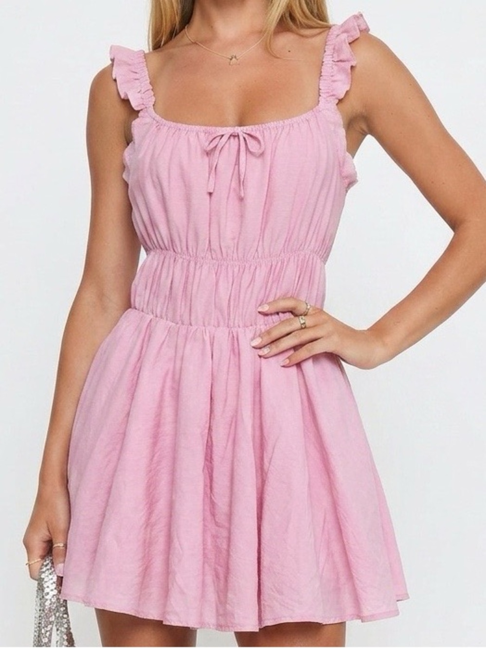 Altar 'd State Pastel Pink Puff Dress Size Small